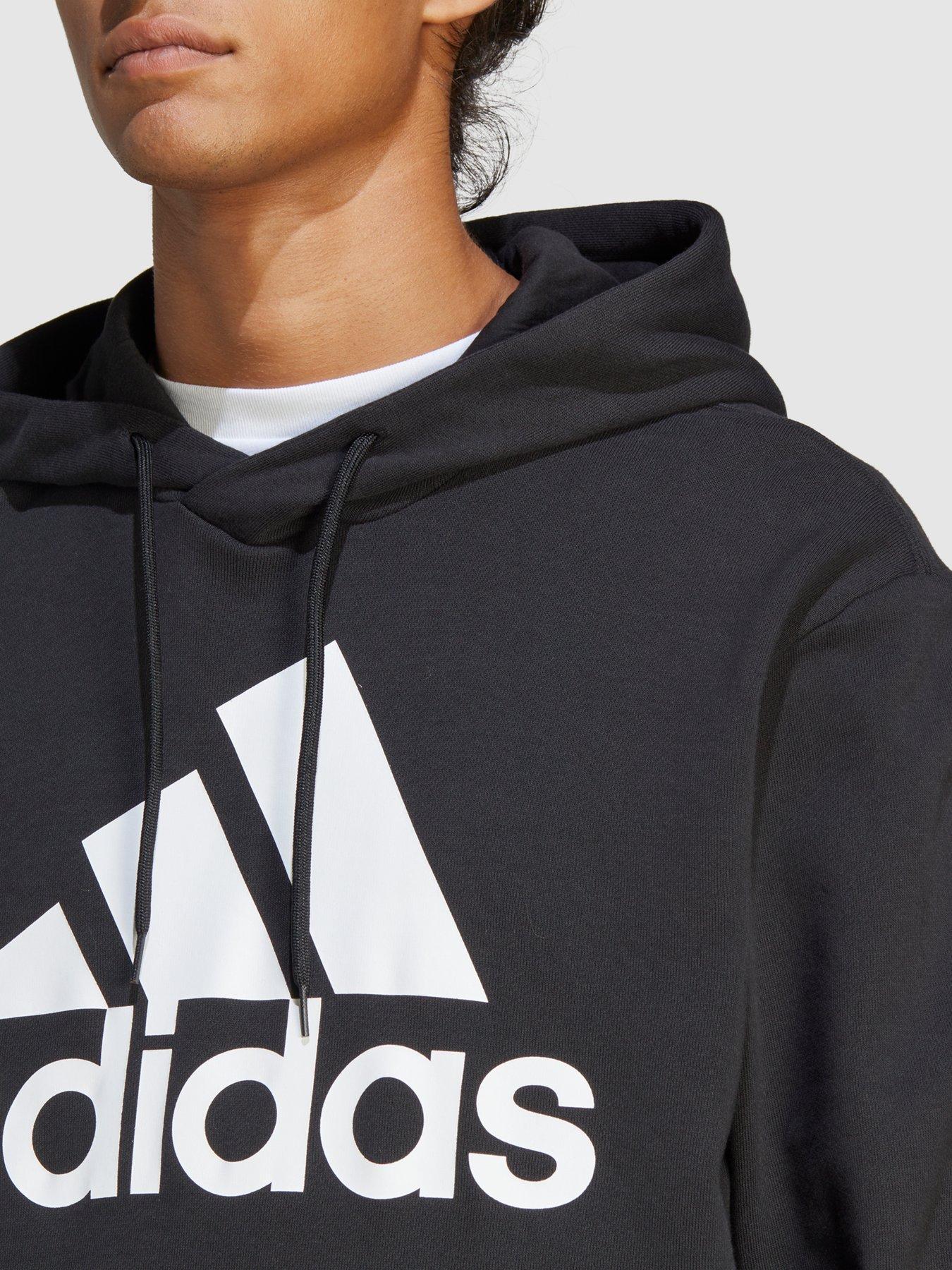 Adidas grey hoodie black logo best sale