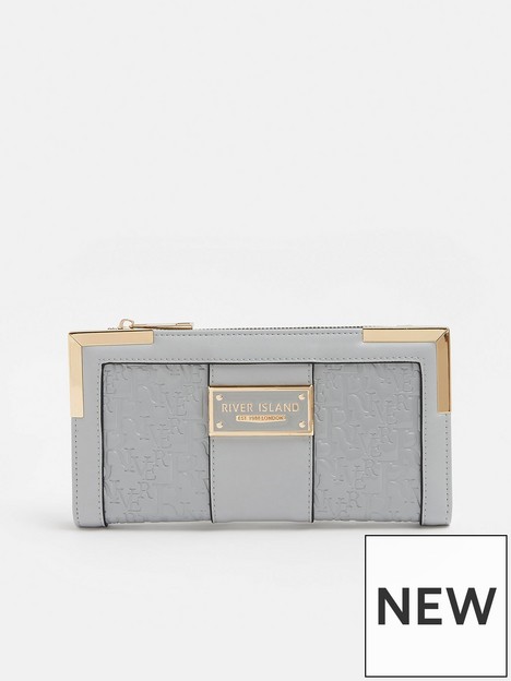 river-island-embossed-patent-purse-grey