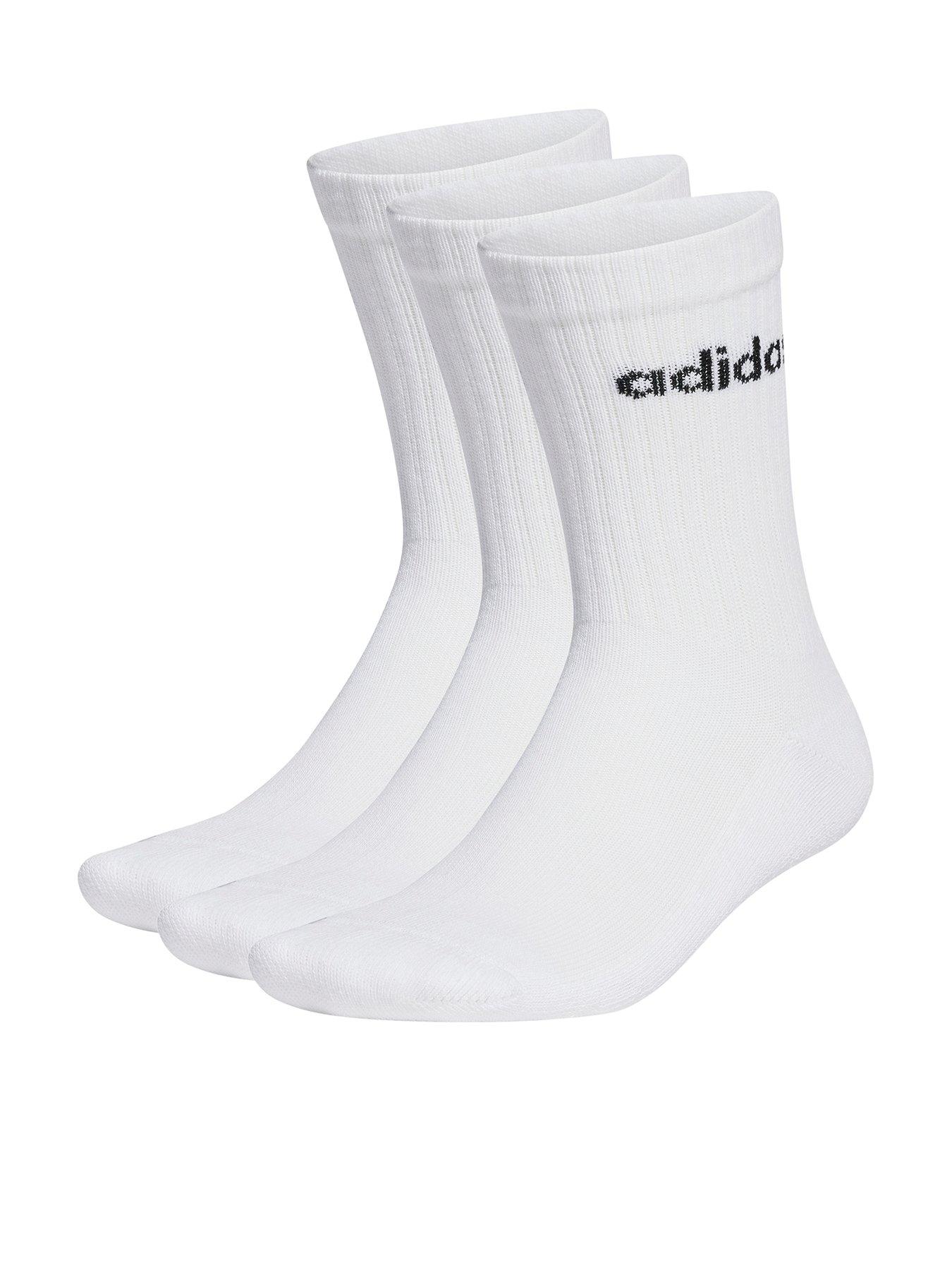 undefined Unisex 3 Pack Cushioned Linear Crew Socks - White