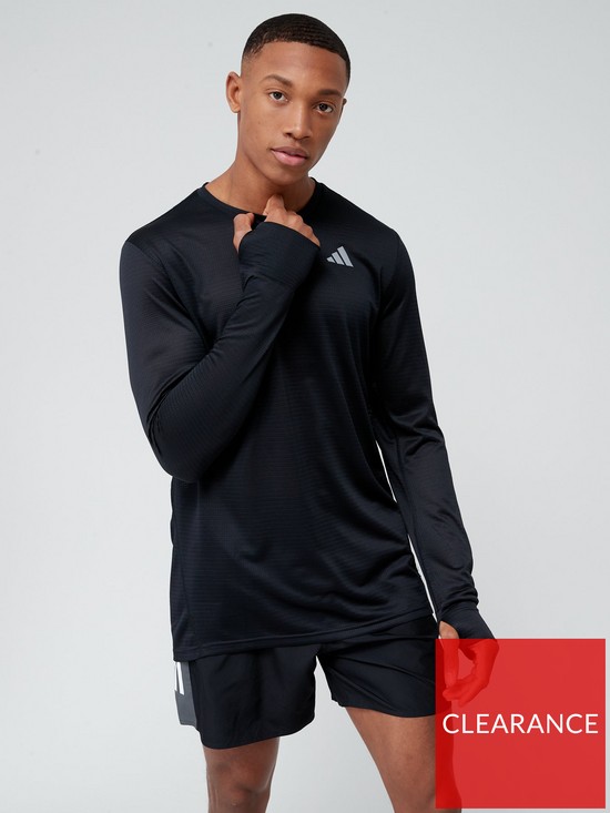 front image of adidas-performance-own-the-run-long-sleeve-top-black