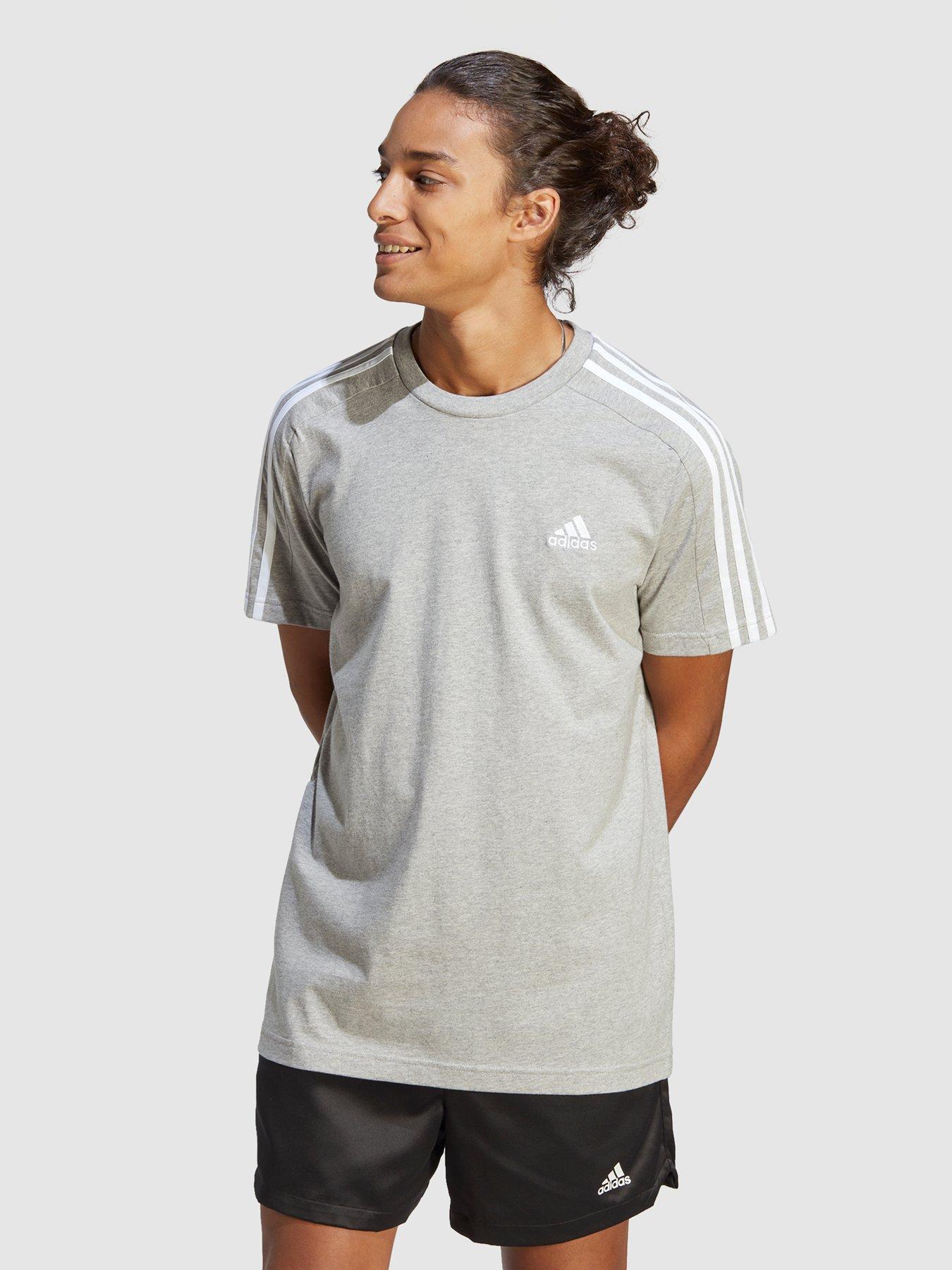 Adidas essentials 3 stripe t 2024 shirt mens