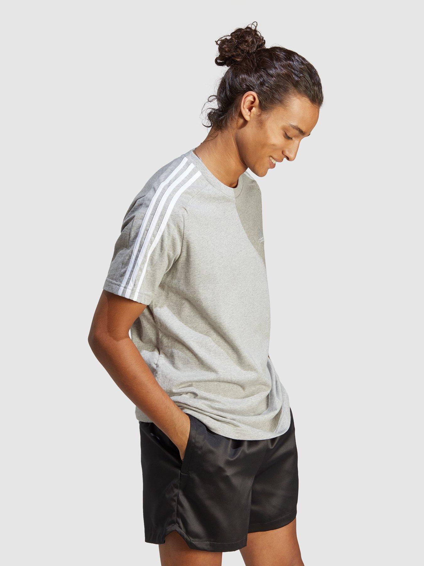 Adidas 3 store stripe shirt grey