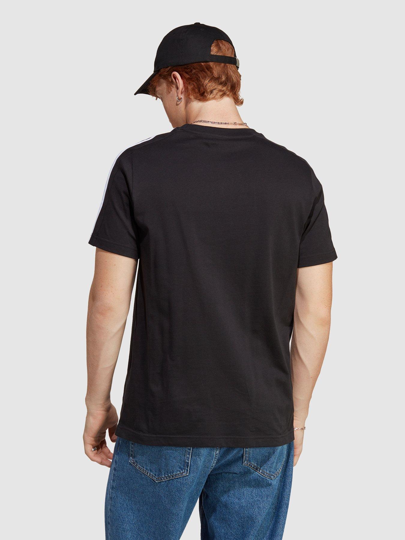 Image 2 of 4 of adidas Sportswear Mens Essentials 3 Stripe Short Sleeve T-Shirt - Black/White