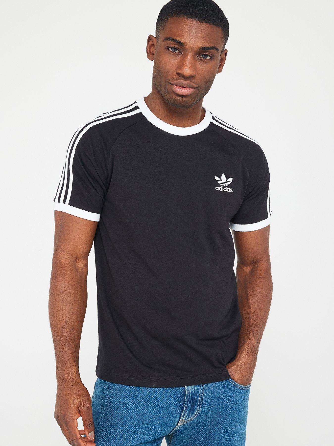 adidas Originals Men's 3-Stripes T-Shirt - Black | very.co.uk