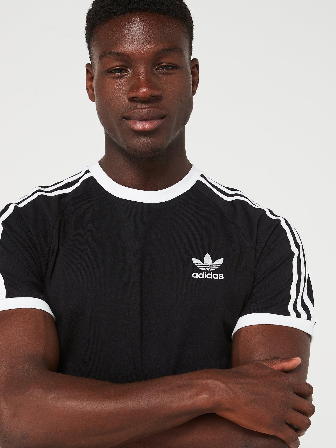 adidas Originals Men's 3-Stripes T-Shirt - Black | very.co.uk