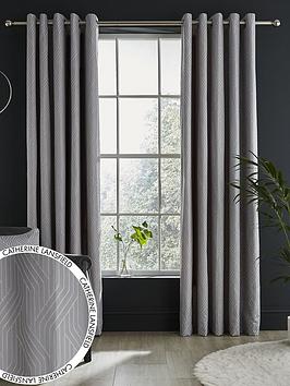 Product photograph of Catherine Lansfield Simplicity Lines Eyelet Curtains from very.co.uk
