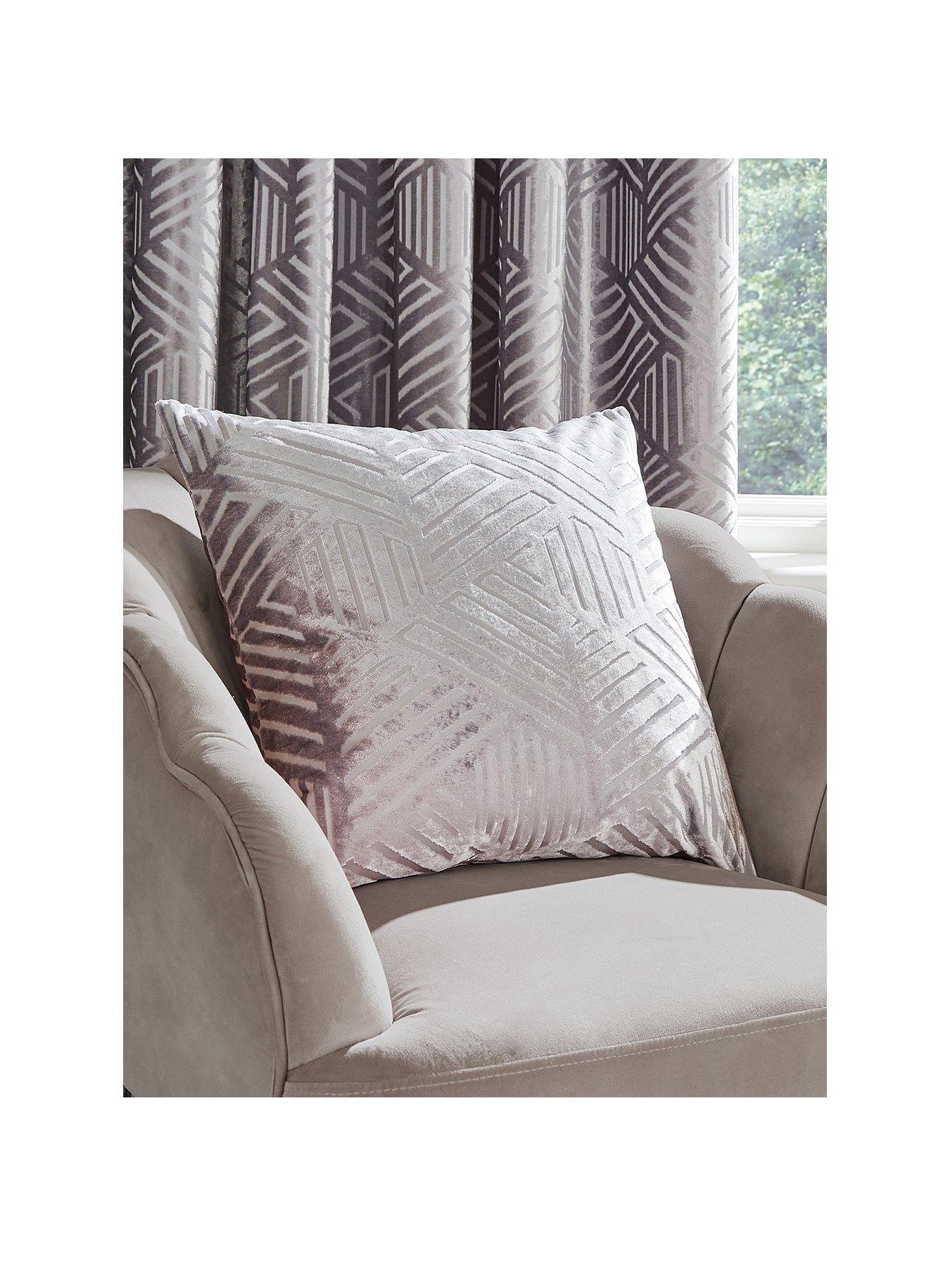 Product photograph of Catherine Lansfield Geo Cut Velvet Filled Cushion from very.co.uk