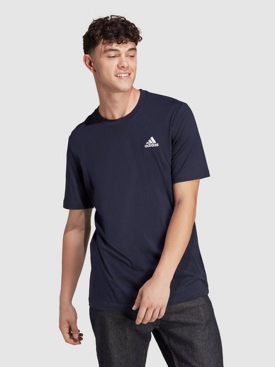 front image of adidas-sportswear-mens-essentials-short-sleeve-t-shirt-navy