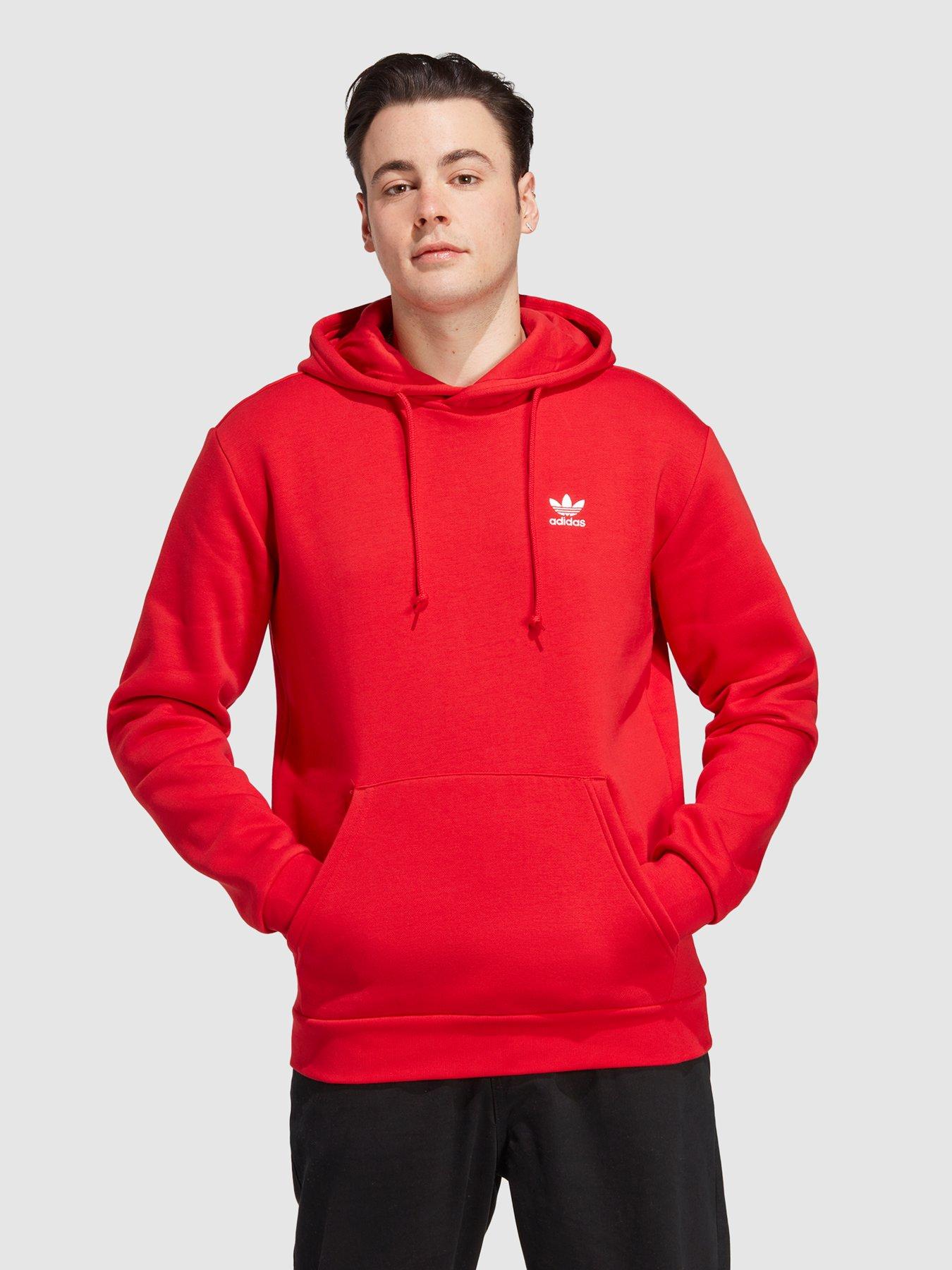 adidas Originals Trefoil Essentials Hoodie - Red | very.co.uk