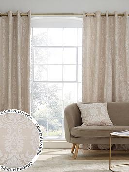 Product photograph of Catherine Lansfield Damask Jacquard Eyelet Curtains from very.co.uk
