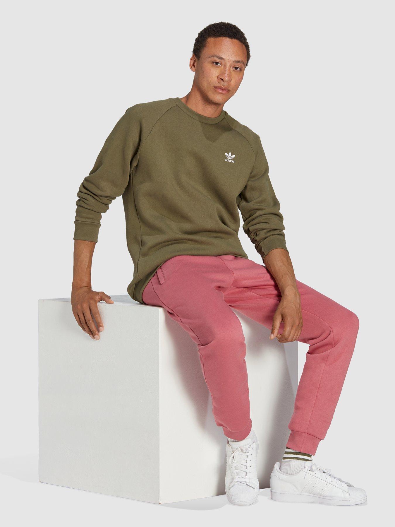 Adidas originals trefoil crew neck sweatshirt store in khaki