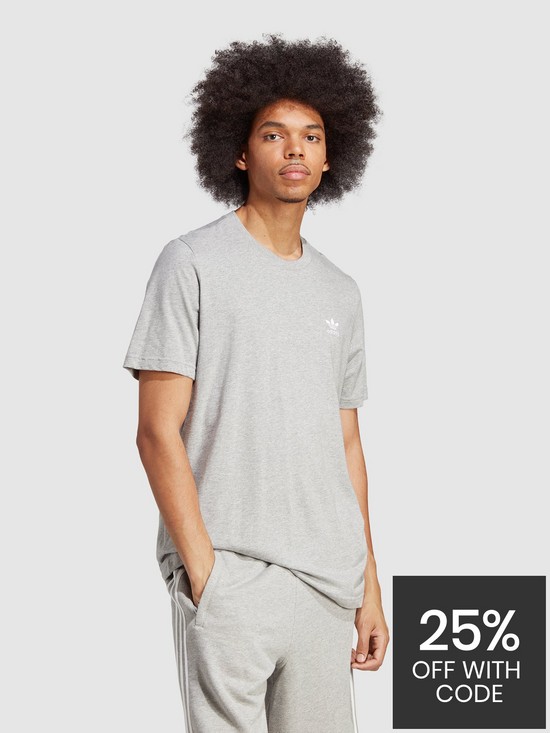 front image of adidas-originals-trefoil-essentials-t-shirt-medium-grey-heather