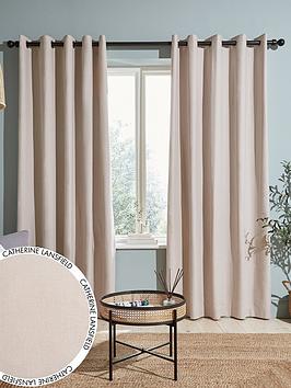 Product photograph of Catherine Lansfield Yarn Dyed Cotton Chambray Eyelet Curtains from very.co.uk