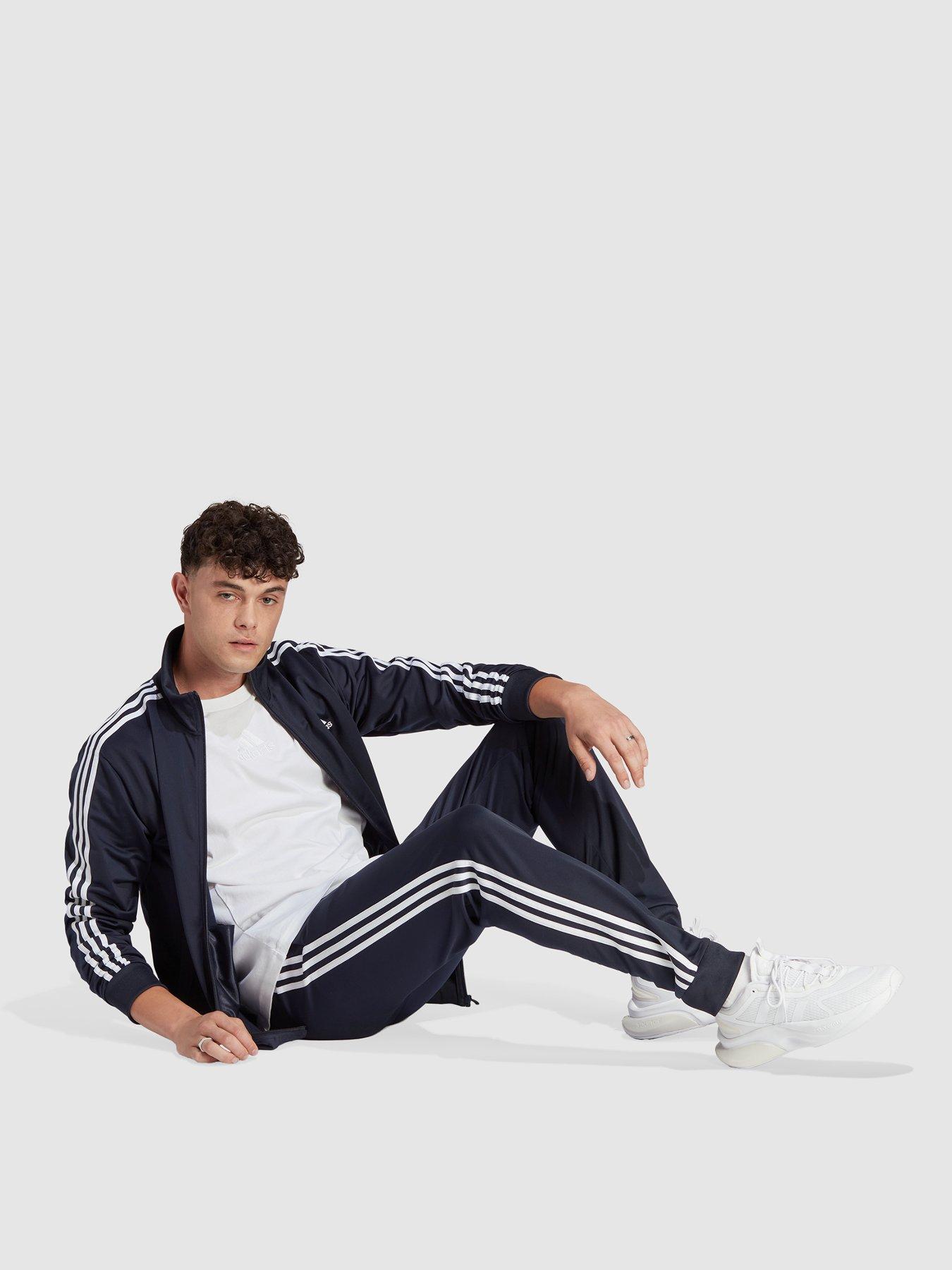 adidas Sportswear Basic 3-Stripes Tricot Tracksuit - Navy | very.co.uk
