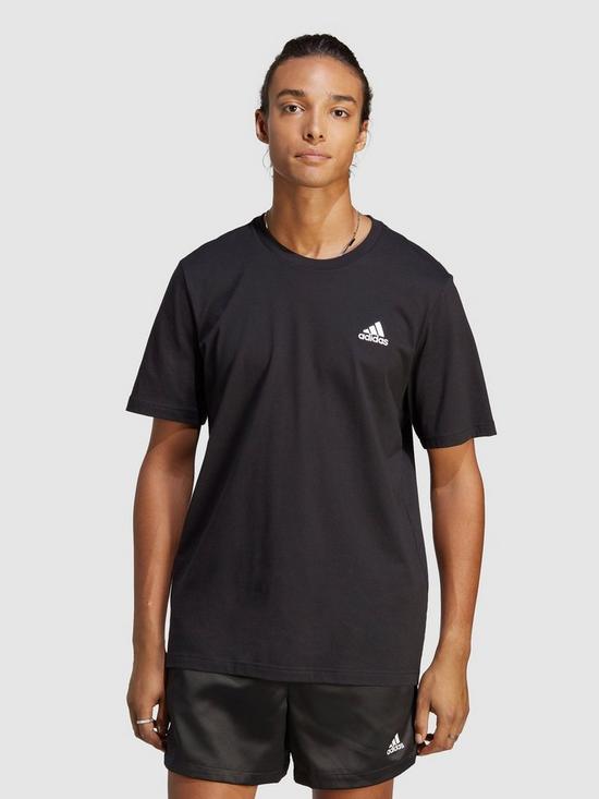 front image of adidas-sportswear-essentials-single-shirt-embroidered-small-logo-t-shirt-black
