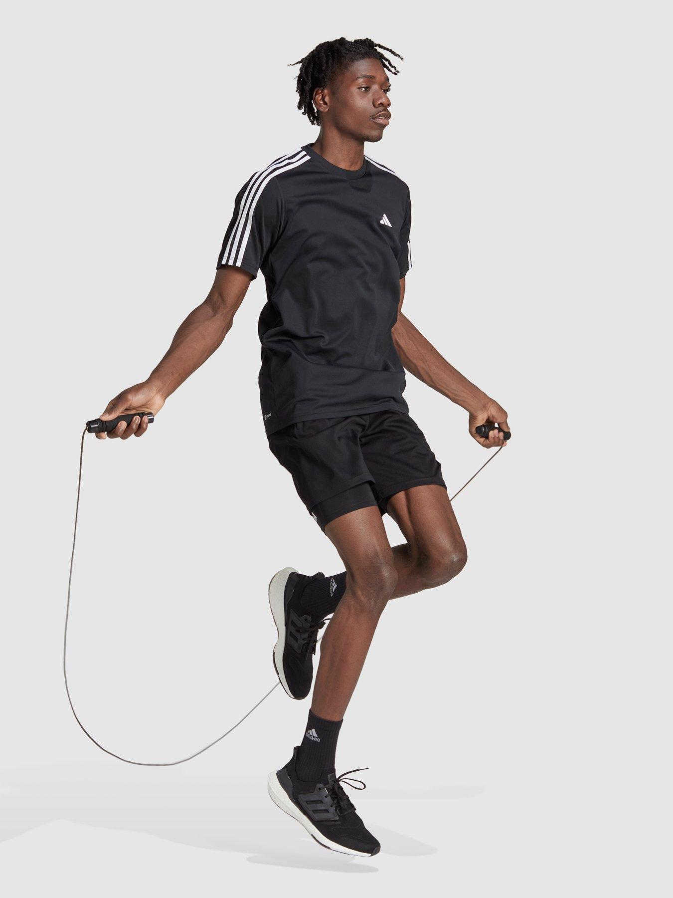 Image 3 of 4 of adidas Performance Train Essentials 3-Stripes Training T-Shirt - Black/White