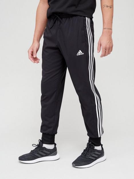 adidas-sportswear-aeroready-essentials-tapered-cuff-woven-3-stripes-joggers-blackwhite