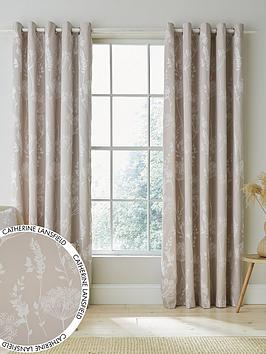 Product photograph of Catherine Lansfield Meadowsweet Floral Jacquard Eyelet Curtains from very.co.uk