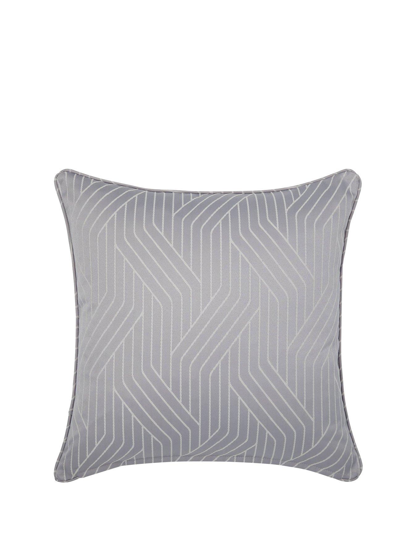 Product photograph of Catherine Lansfield Linear Geo Jacquard Filled Cushion from very.co.uk