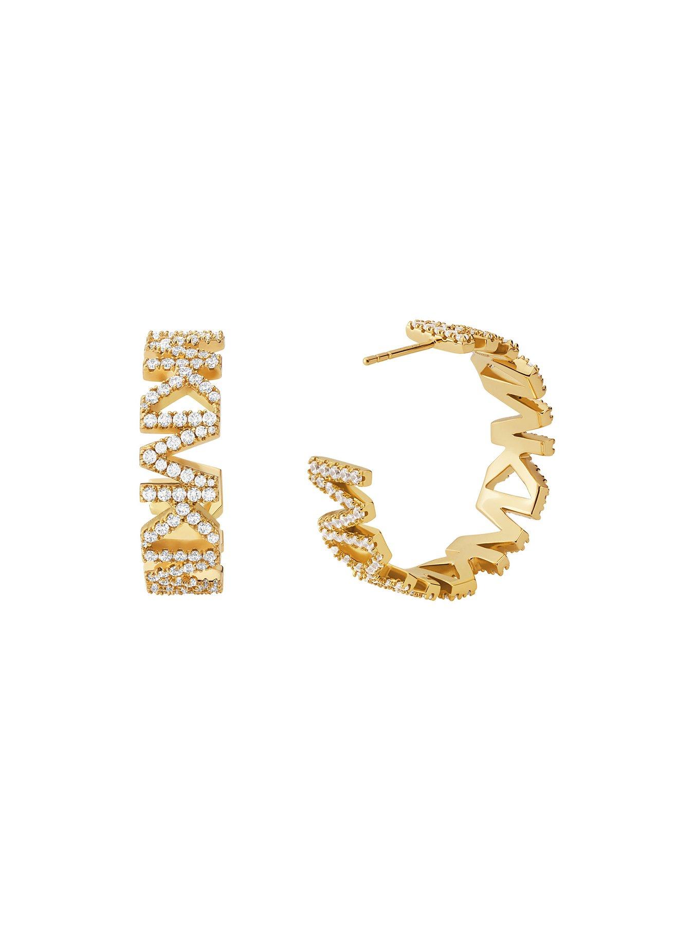 Michael Kors Premium 14K Gold-Plated Brass Logo Large Hoop Earrings ...