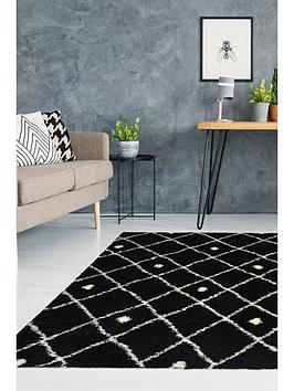 Product photograph of Very Home Snug Diamonds Rug - Black from very.co.uk
