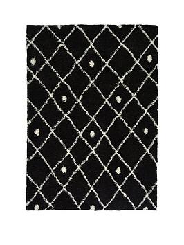 Product photograph of Snug Diamonds Rug - Black from very.co.uk