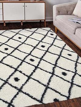 Product photograph of Snug Diamonds Rug - White from very.co.uk