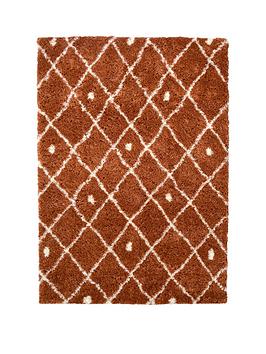 Product photograph of Snug Diamonds Rug - Terracotta from very.co.uk