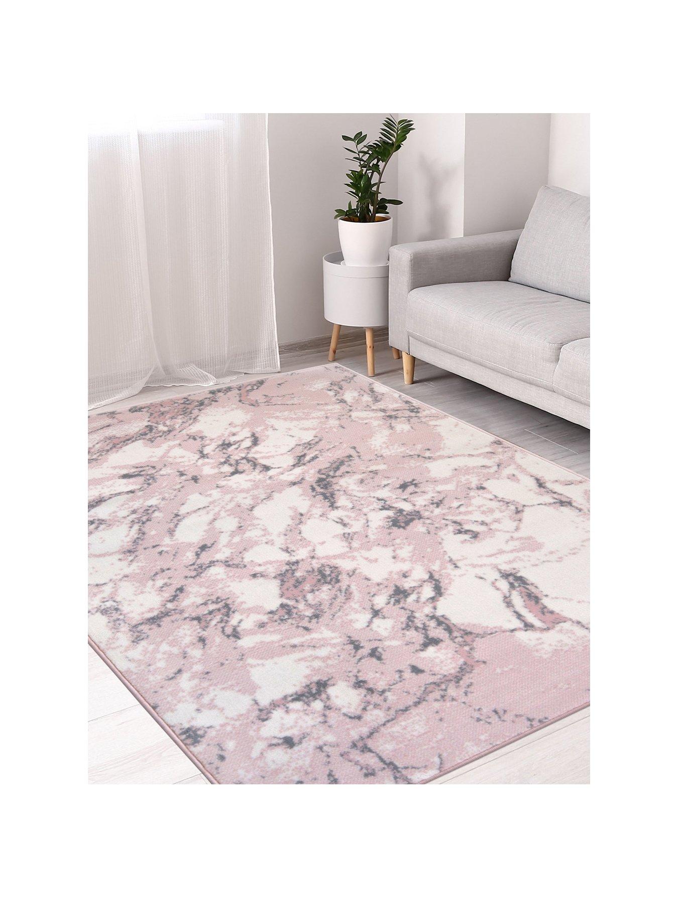 Maestro Marble Effect Rug Pink and Grey very.co.uk