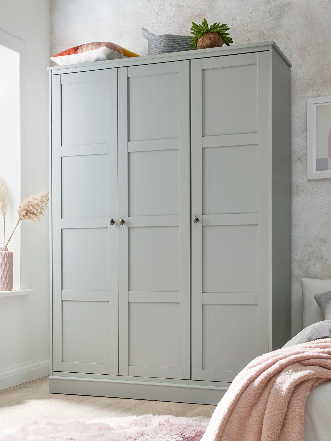 3 door online grey wardrobe