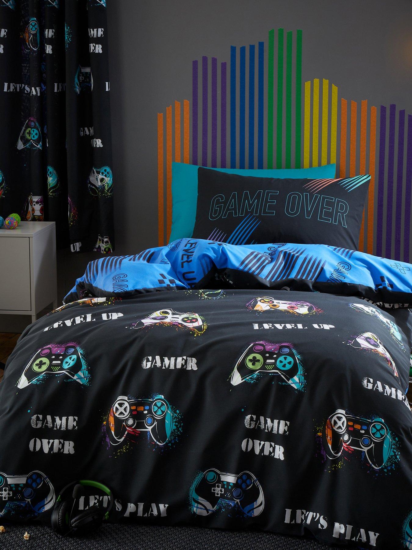 Product photograph of Catherine Lansfield Game Over Reversible Duvet Cover Set - Multi from very.co.uk