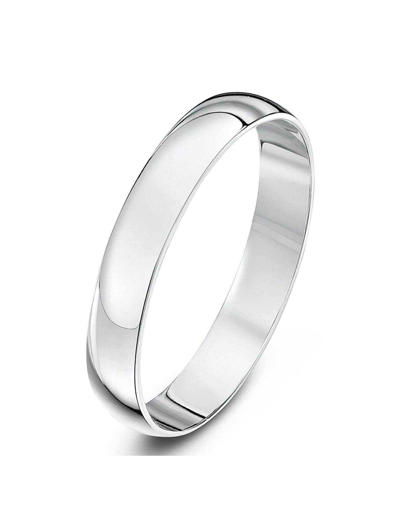 undefined 9ct White Gold Personalised Band Ring 3m