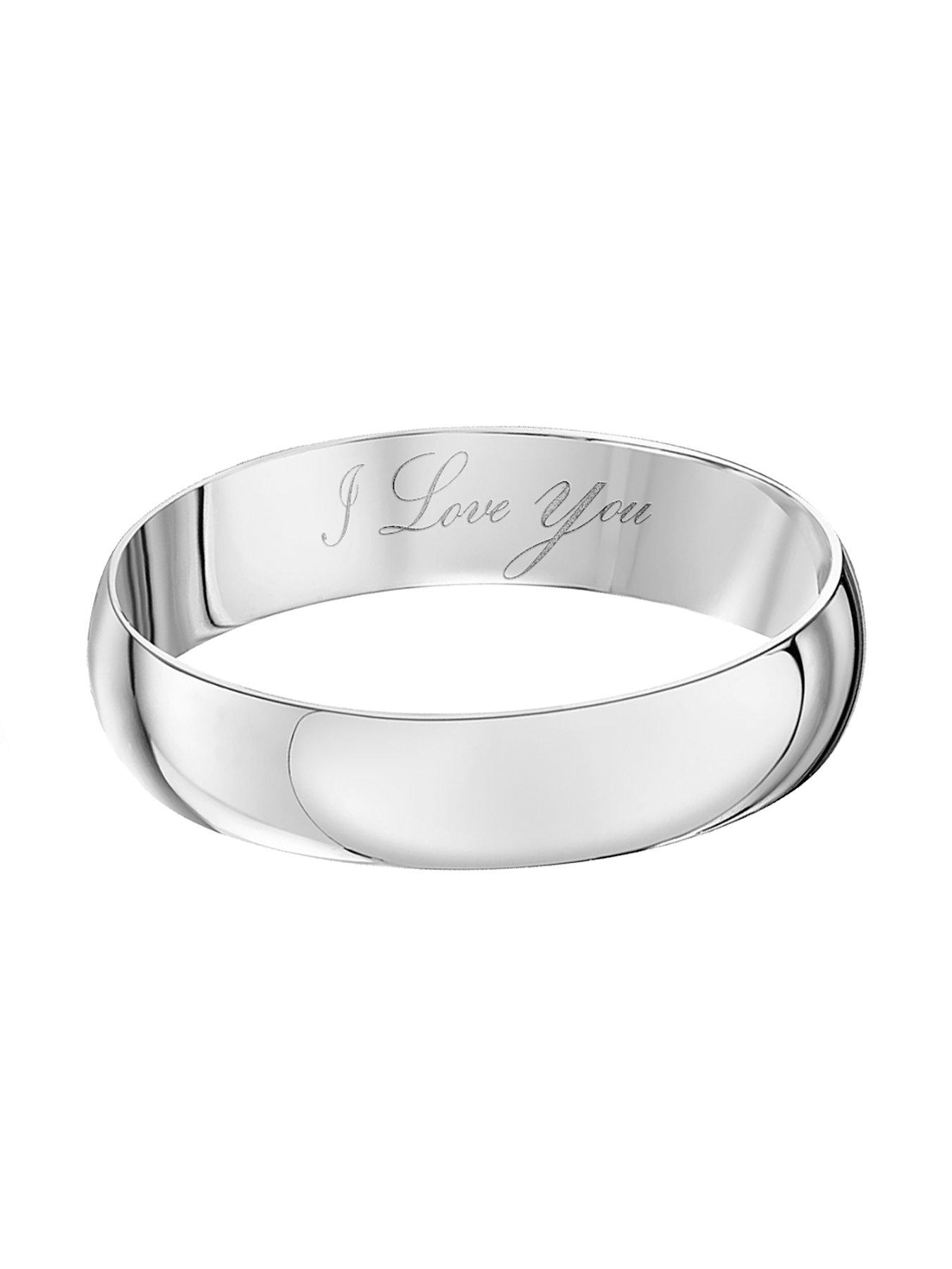 Love GOLD 9ct White Gold Personalised Band Ring 3m | very.co.uk