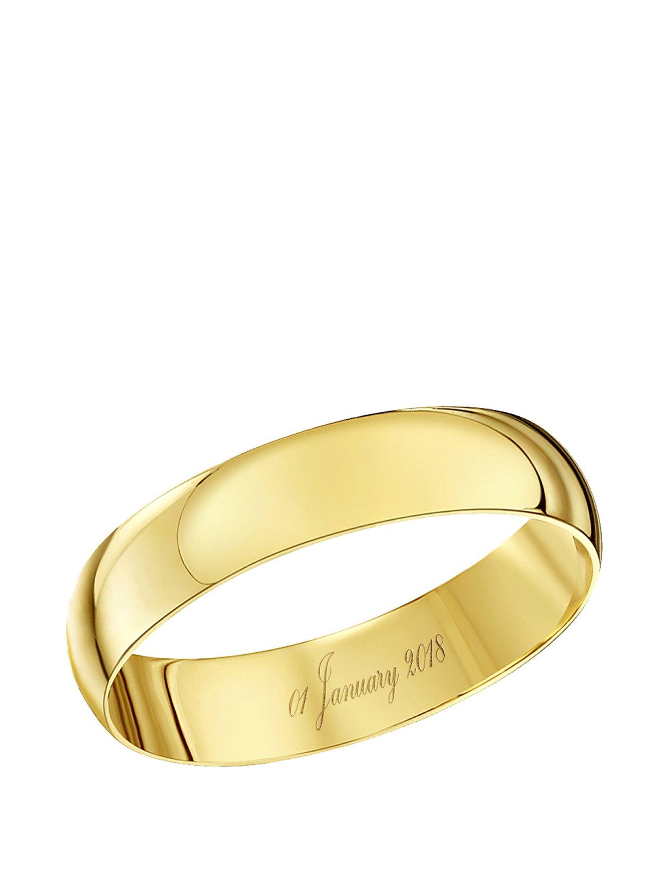 Product photograph of Love Gold 9ct Yellow Gold Personalised Band Ring 4 from very.co.uk