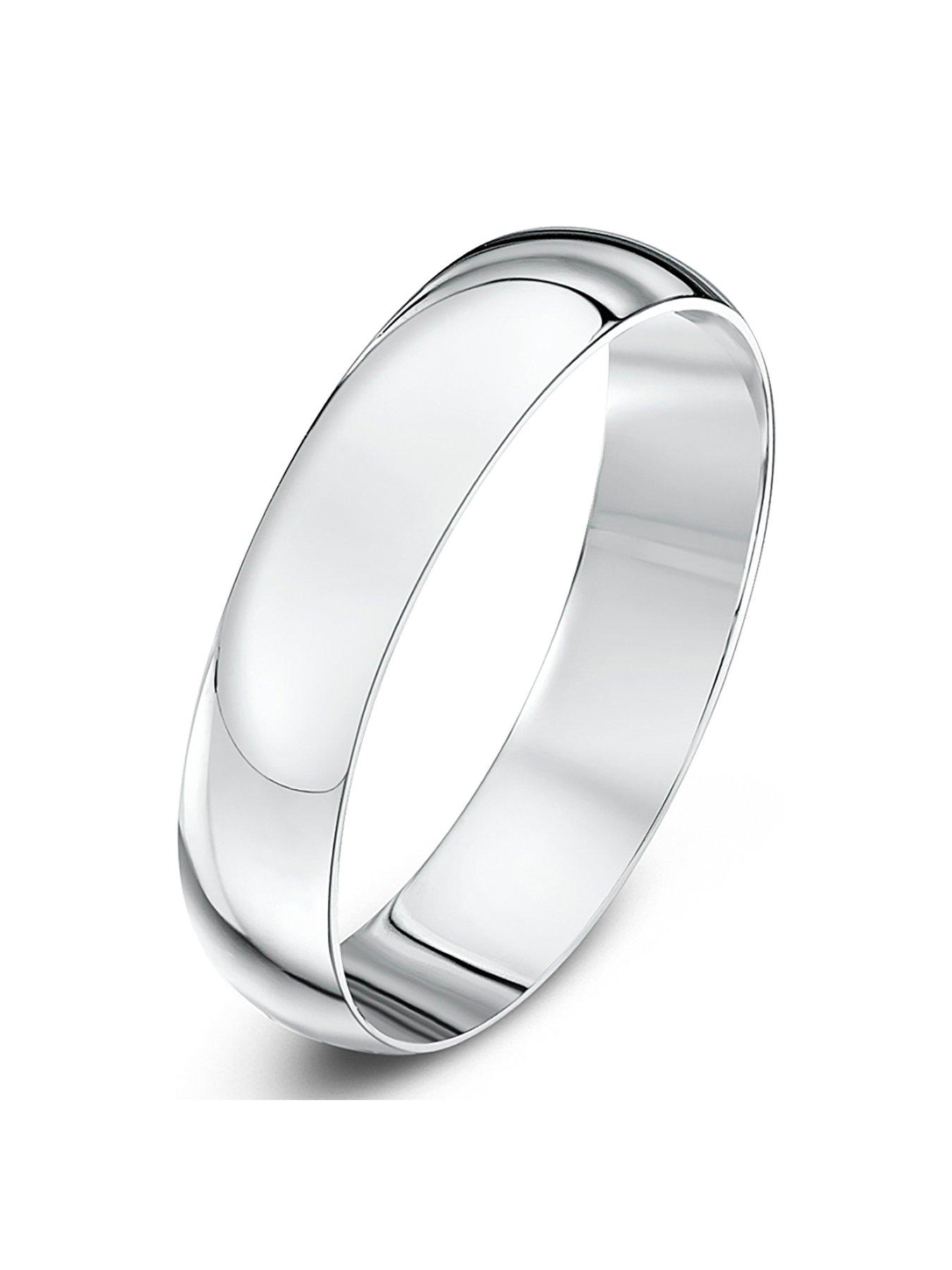 undefined 9ct White Gold Personalised Band Ring 4m