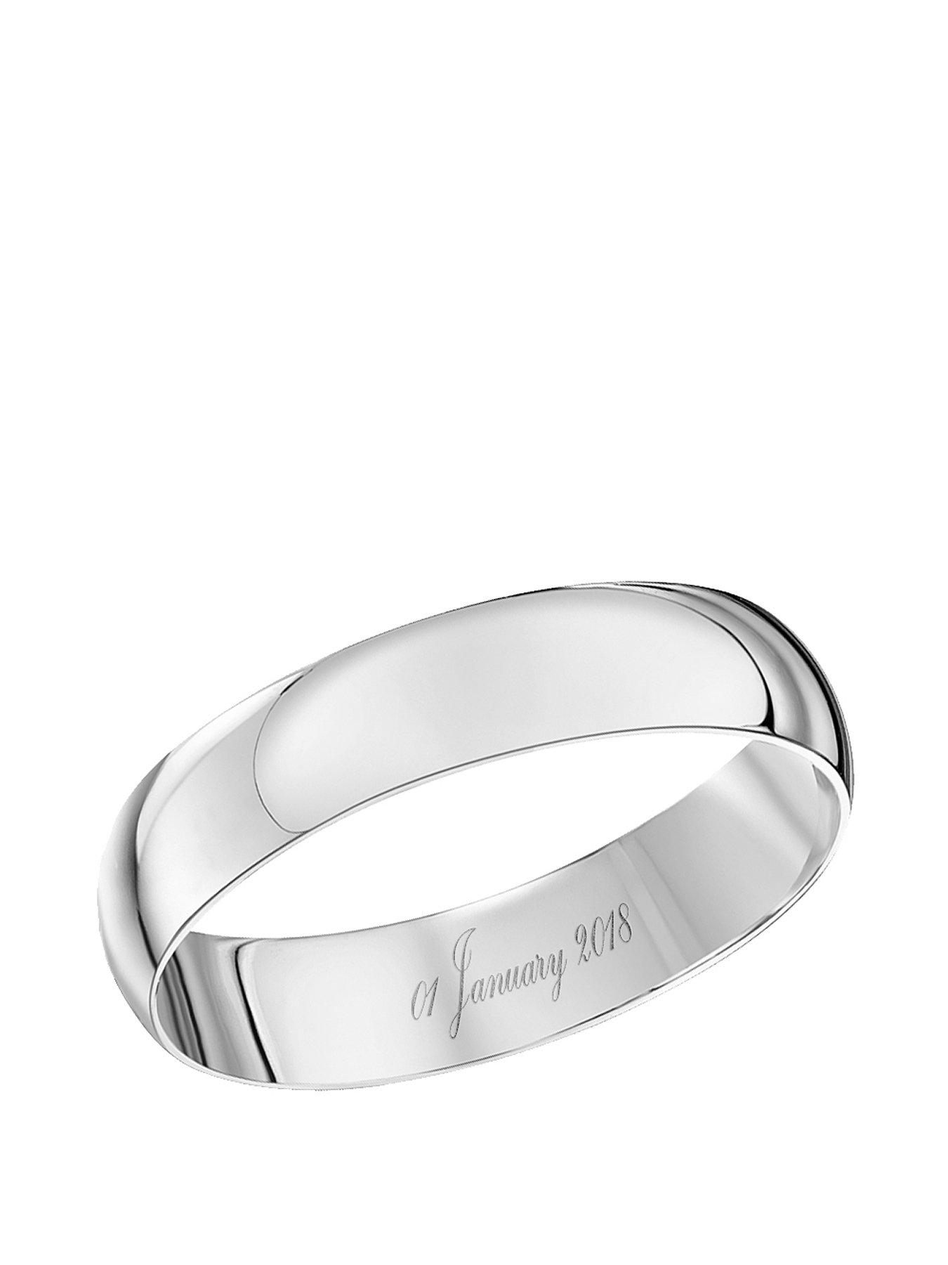 Product photograph of The Love Silver Collection Personalised 925 Sterling Silver Wedding Band 4mm from very.co.uk