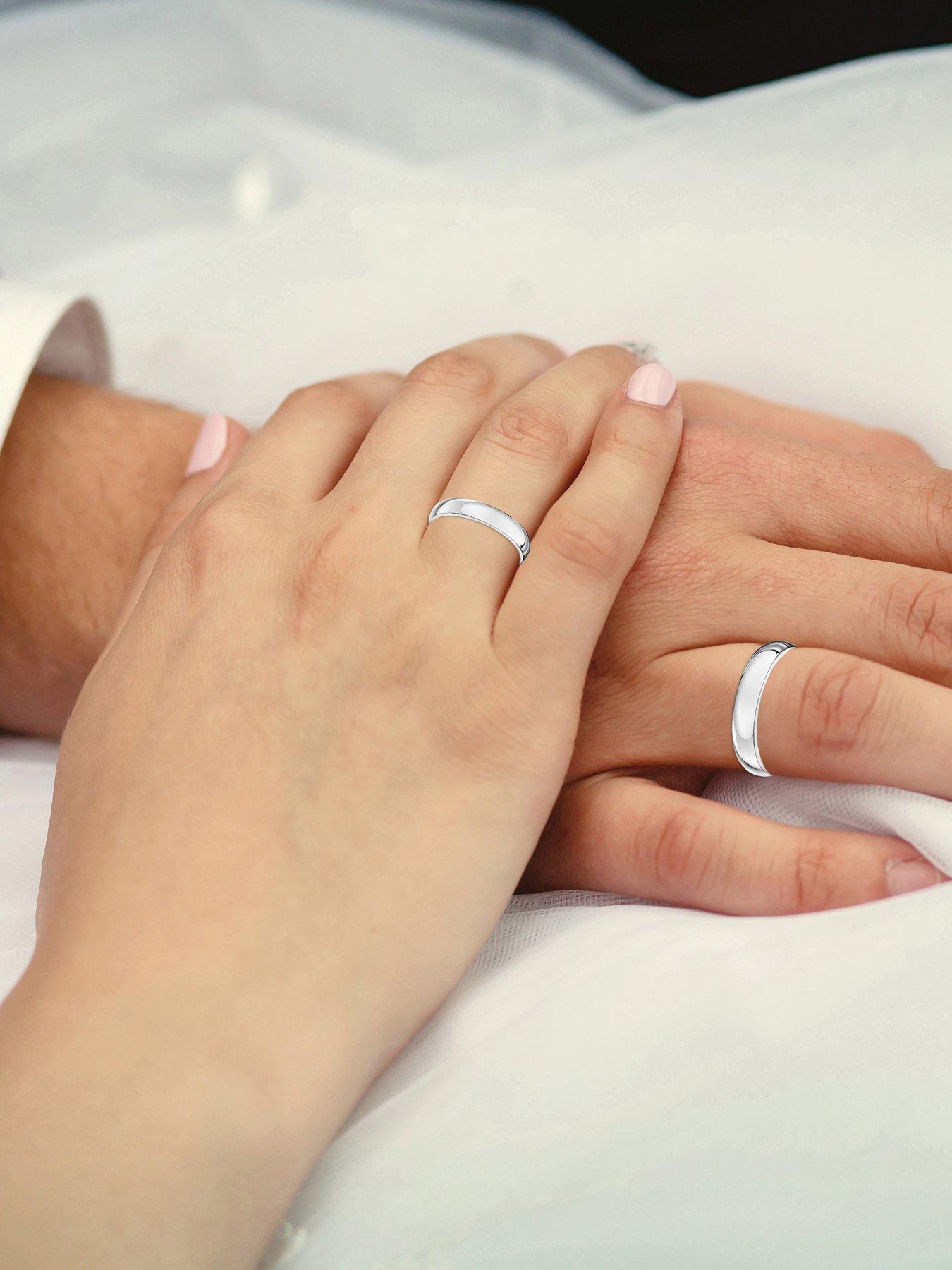 Image 2 of 6 of The Love Collection Personalised 925 Sterling Silver Wedding Band 4mm