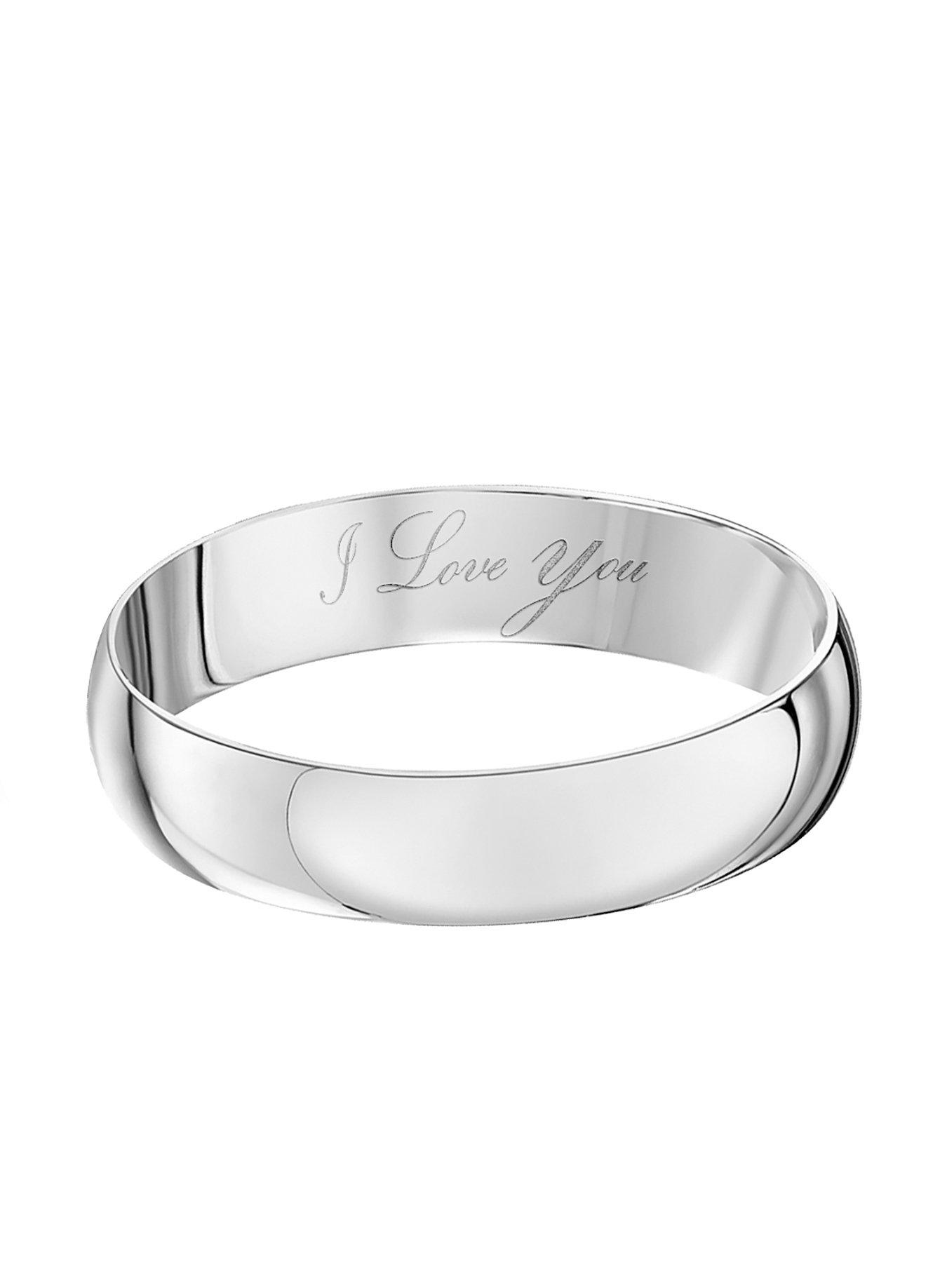 Image 3 of 6 of The Love Collection Personalised 925 Sterling Silver Wedding Band 4mm