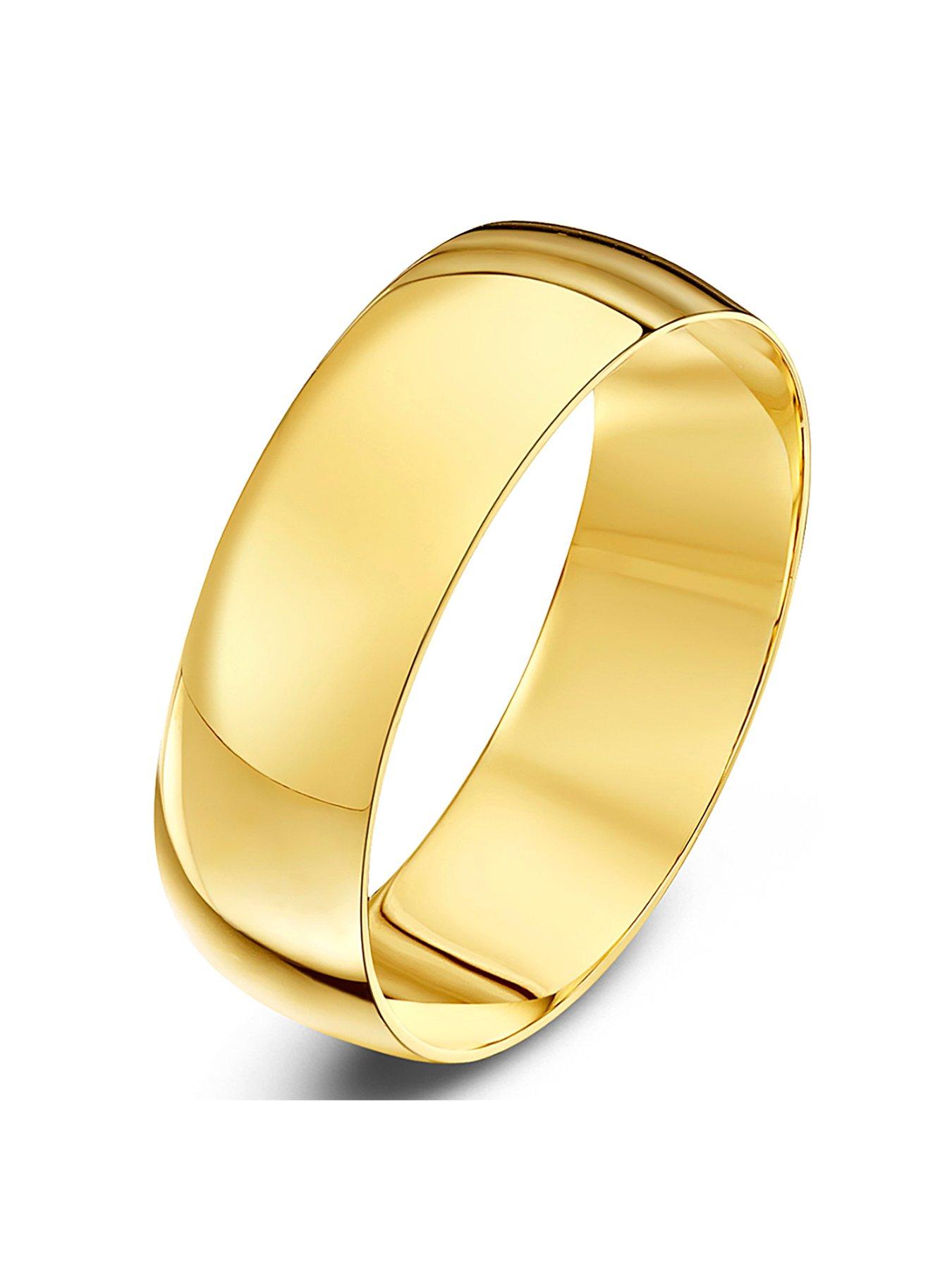 Product photograph of Love Gold Personalised 9ct Yellow Gold D Shape Wed from very.co.uk