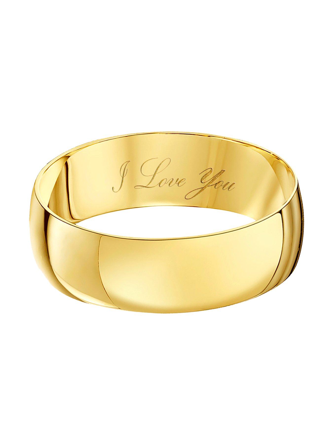 Image 3 of 5 of The Love Collection Personalised 9ct Yellow Gold D Shape Wed