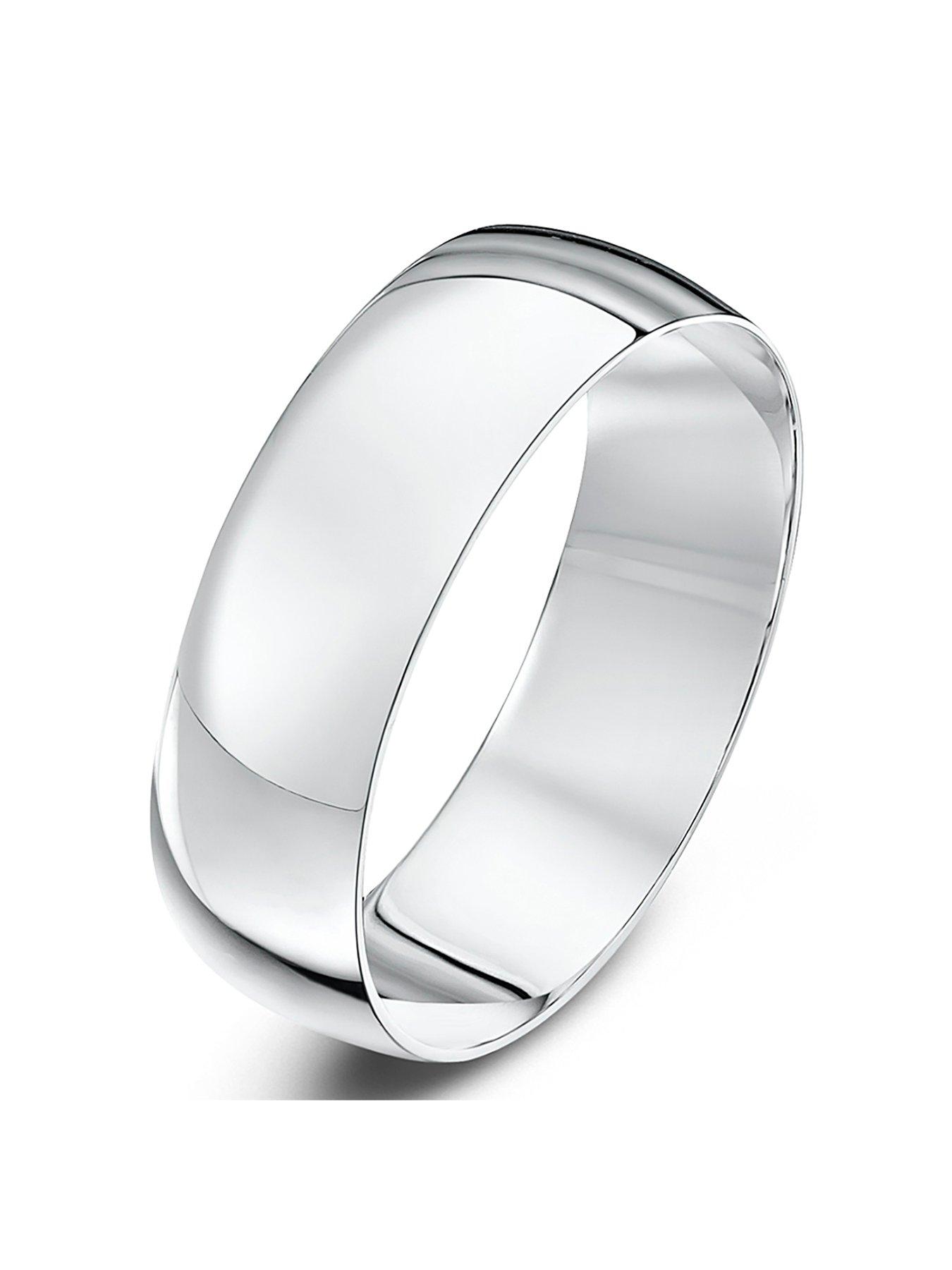 Product photograph of Love Gold Personalised 9ct White Gold D Shape Wedding Ring from very.co.uk