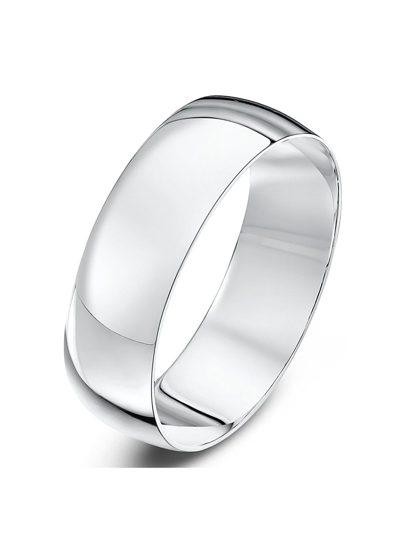 The Love Collection Personalised 9ct White Gold D Shape Wedding Ring