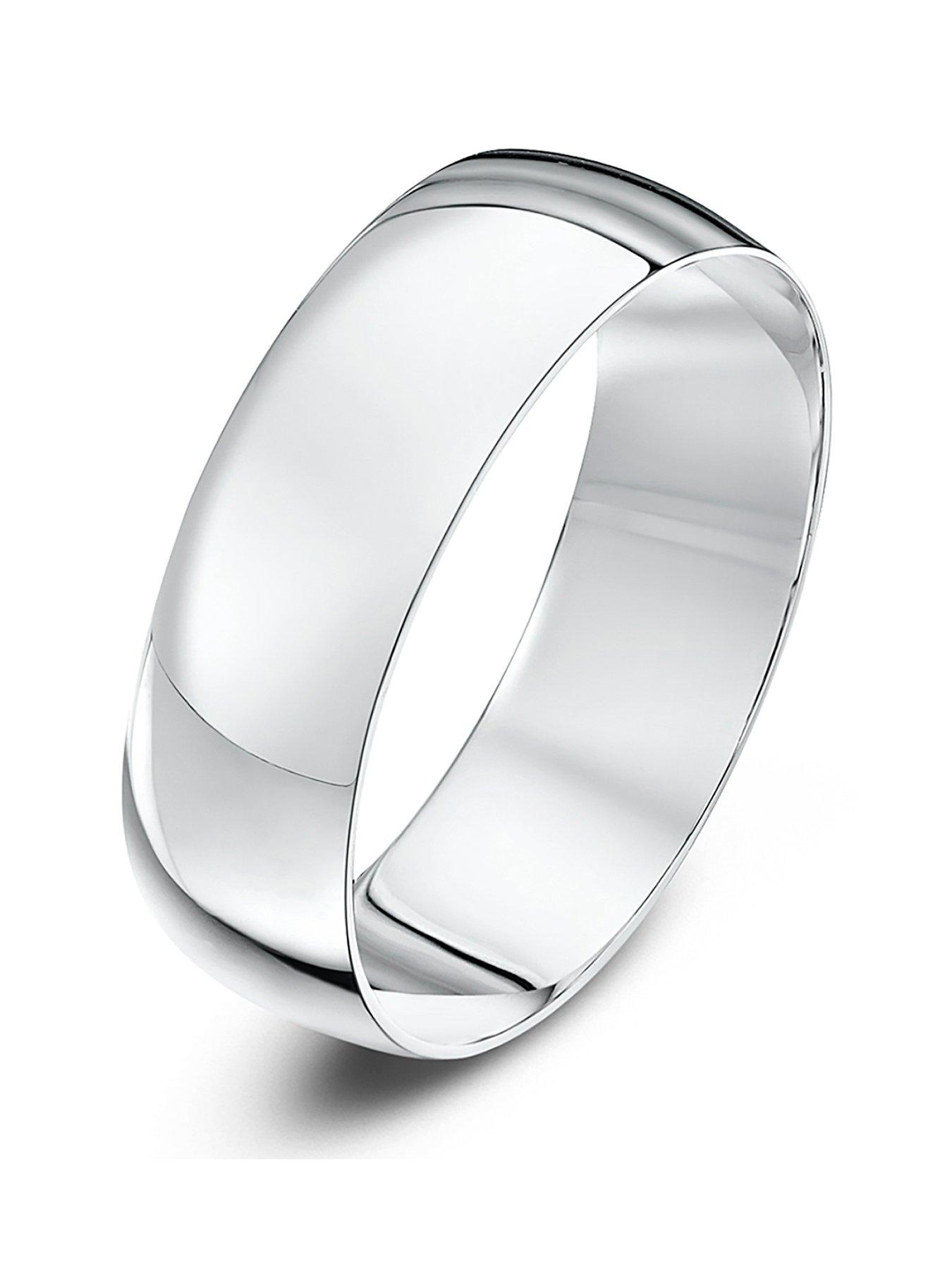 The Love Collection Personalised 9ct White Gold D Shape Wedding Ring