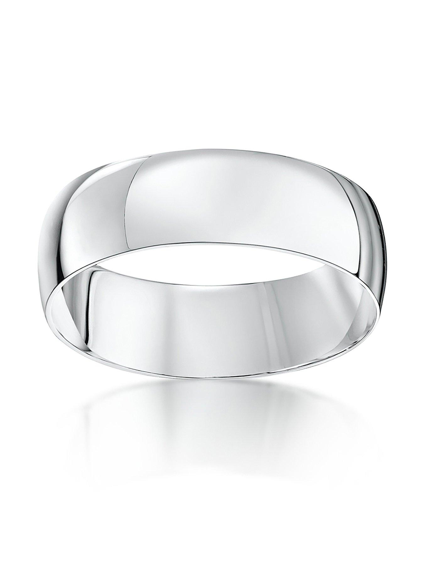 Image 2 of 5 of The Love Collection Personalised 9ct White Gold D Shape Wedding Ring