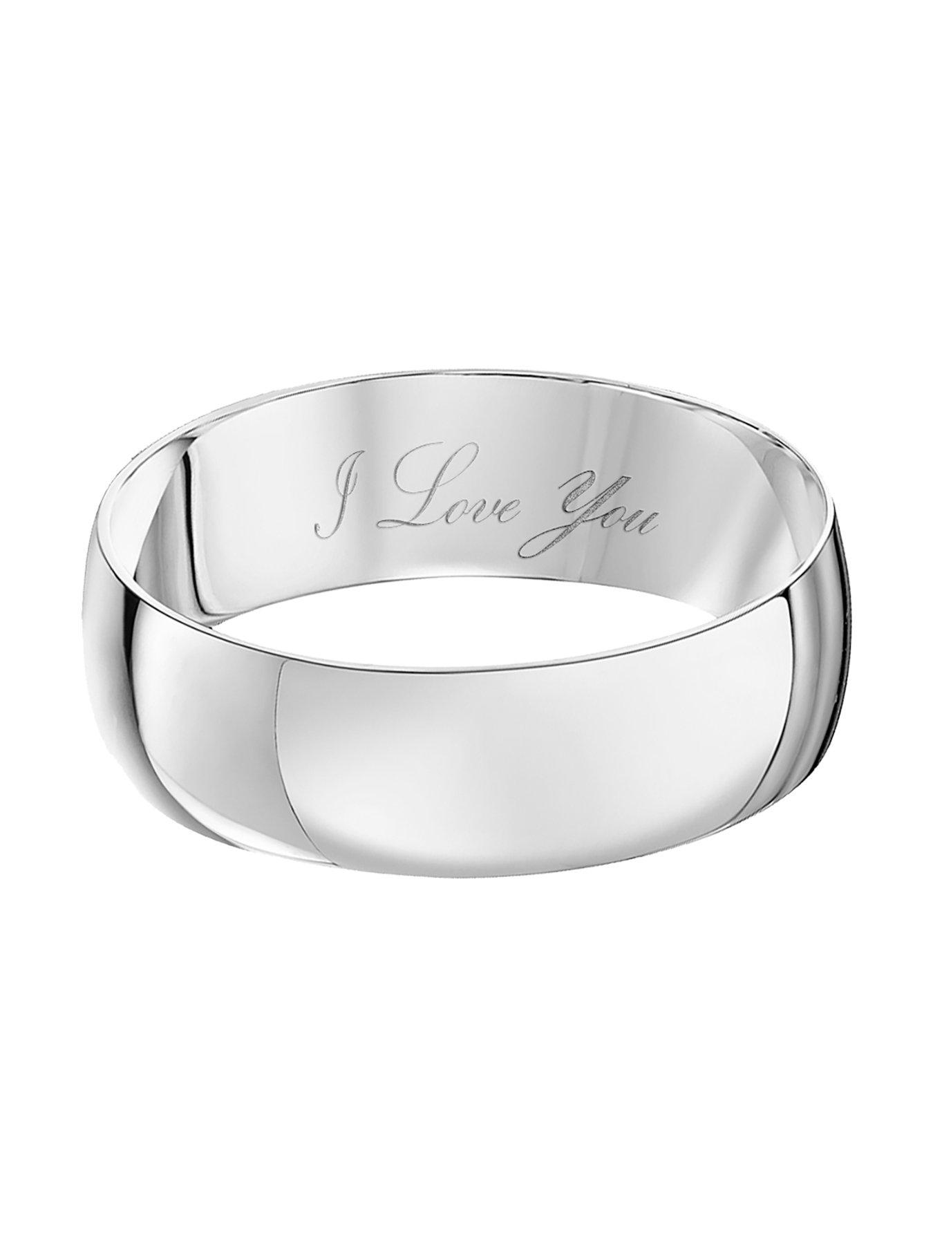 Image 3 of 5 of The Love Collection Personalised 9ct White Gold D Shape Wedding Ring