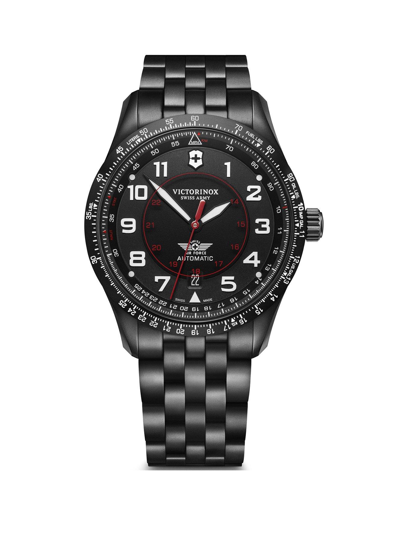 Product photograph of Victorinox Airboss Mechanical Black Dial Black Pvd Case Amp Bracelet Swiss Made from very.co.uk