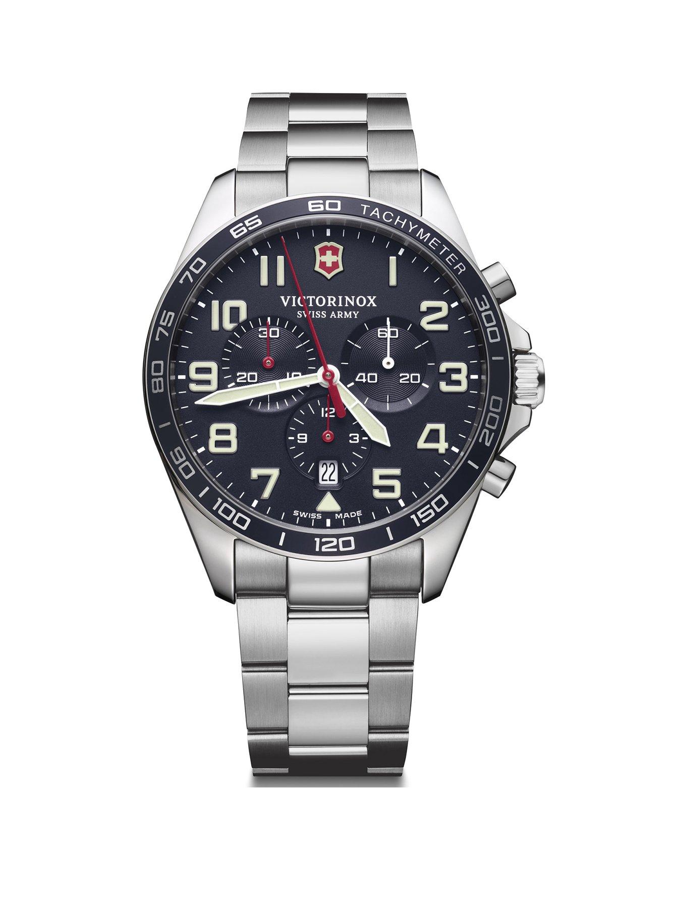 Product photograph of Victorinox Fieldforce Chrono Blue Dial Bracelet Swiss Made from very.co.uk
