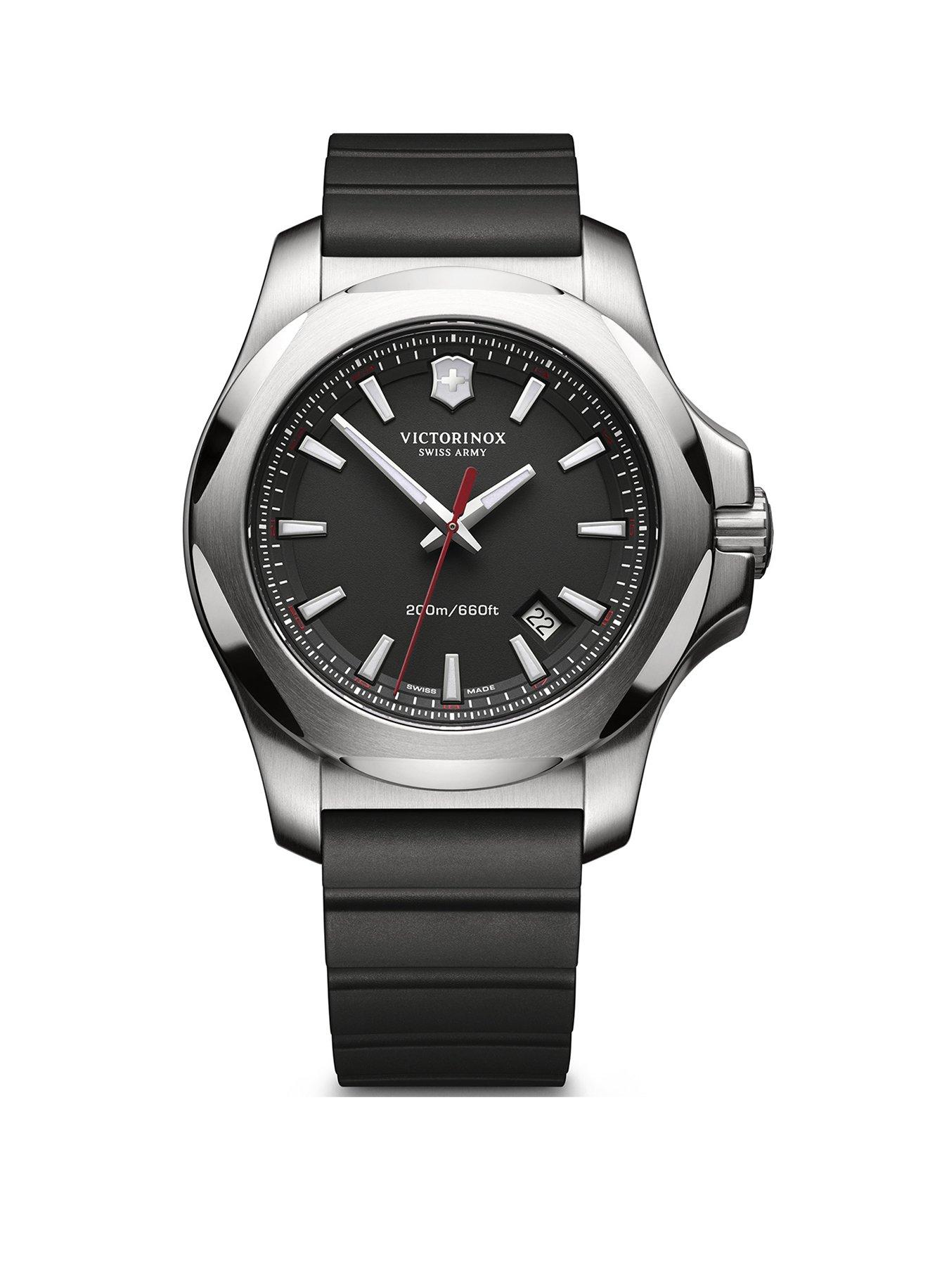 Product photograph of Victorinox I N O X Black Dial Black Rubber Strap Swiss Made from very.co.uk