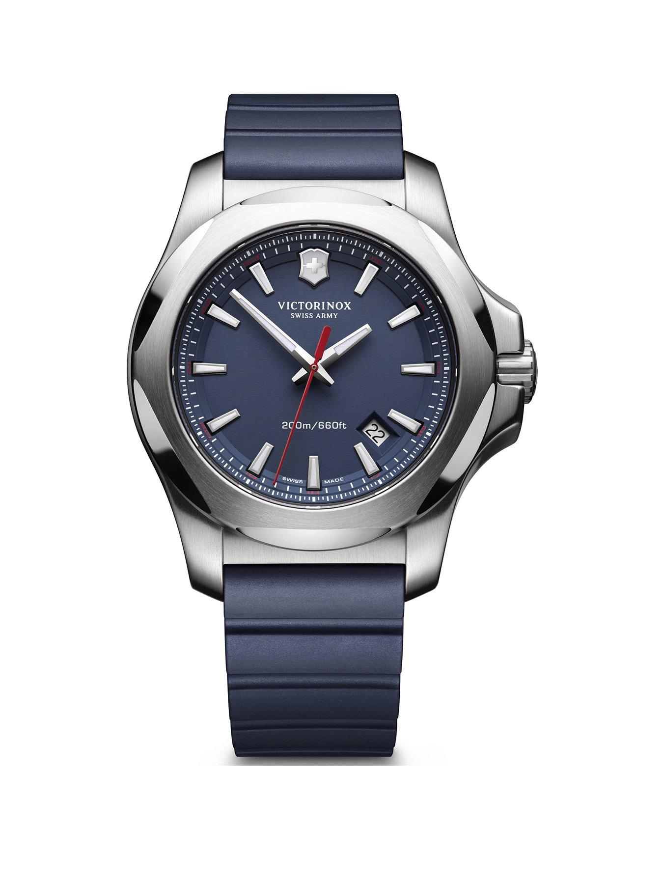 Product photograph of Victorinox I N O X Blue Dial Blue Rubber Strap Swiss Made from very.co.uk
