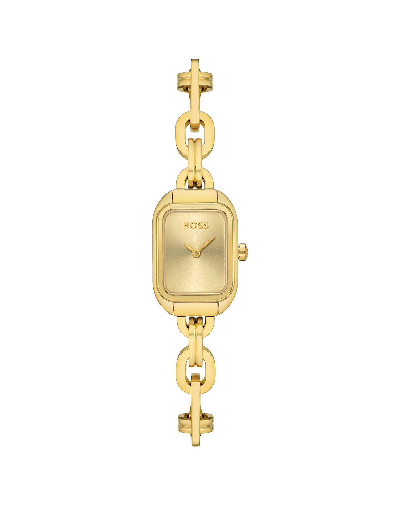 Product photograph of Boss Ladies Boss Hailey Gold Link Bracelet Watch from very.co.uk
